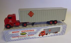 Dinky, No 948 Tractor-Trailer McLean: red cab, grey plastic trailer, red plastic hubs,