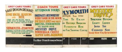 Four mid-20th century Devon General/Grey Cars Tours enamel advertising signs:,