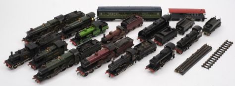 A group of Hornby and other locomotives and tenders:, unboxed in worn and repaired condition ,