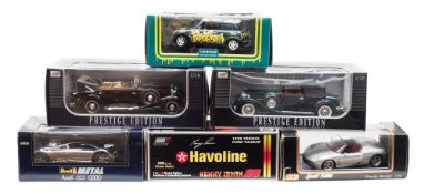 Six 1/18th scale model cars:,