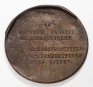 A pre-war German Luftwaffe commemorative plaque for Fligerleutnant Francis Paynter: dated 14.1.