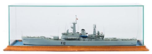 A waterline scale model of the Leander-class frigate HMS Achillies (F12):,