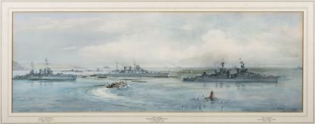 Frank Watson Wood [1862-1953]- A Naval Convoy; including U.S.S Philadelphia, H.M.S Renown & U.S.