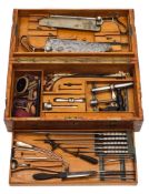 A 19th century oak and brass bound surgical kit by Down Bothers, London:,