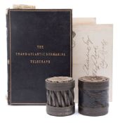 Two sections of Transatlantic cable together with a collection of related ephemera:,