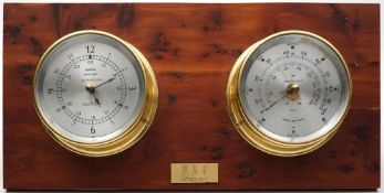 A 20th century brass and yew wood weather station by Maximum:,