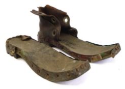 A pair of Australian wading boot soles, one with remains of leather upper:.