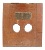 A mahogany diver's pump outlet panel:, probably by Siebe Gorman,