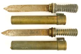 Two German brass and steel diver's knives by J A Henckels, Solingen:,