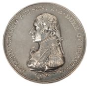 Mathew Boulton's Trafalgar Medal 1805:, Obverse Uniformed bust of Lord Nelson with pigtail, left.