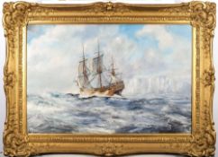 * Robin Brooks [b.1943] - HMS Endeavour: - signed oil on canvas 49 x 74cm.
