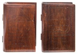 Two Pitcairn Island wooden boxes in the form of books:,