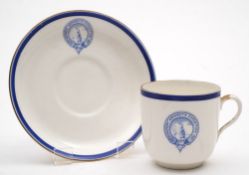 A Doulton Burslem porcelain cup and saucer for the British Antarctic Expedition 1901-1904: printed