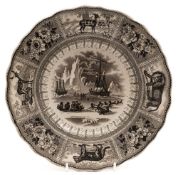 An early 19th century 'Arctic Scenery' pottery plate: probably by Godwin,