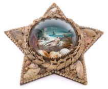 Two late 19th century 'Grace Darling' shellwork sweethearts:, one in the form of a star,