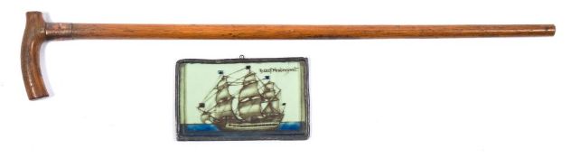 A late 19th century teak walking stick made from the timbers of HMS Foudroyant:,