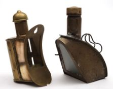 A late 19th /early 20th century brass binnacle lantern/up lighter of quartered form,