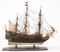 Two small scratch built wooden ship models:.