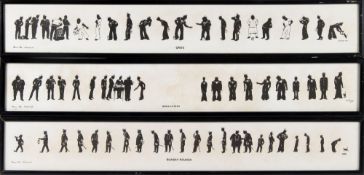A set of three humorous naval silhouettes by Gieves Ltd, Portsmouth:, 'Sunday Rounds',