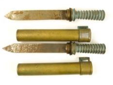 Two German brass and steel diver's knives by J A Henckels, Solingen:,