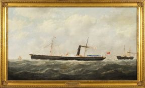 George Mears [1826-1902]- The Paddle Steamer Eagle II:- signed and dated 1873 bottom right oil on