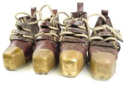 Two pairs of diving boots by Siebe Gorman & Co, London, stamped as per title to brown leather upper,