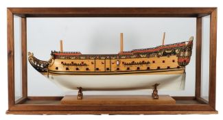 A planked Admiralty- type model for the Royal Navy 84-gun second-rate ship of the line HMS Royal