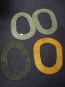 Two grey rubber diving suit collars and a 12-bolt collar blank by Siebe Gorman & Co, London,