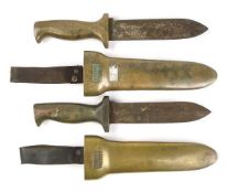 Two standard pattern diver's knives by C E Heinke & Co, London:,