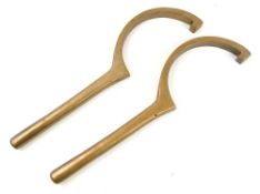 Two C E Heinke pattern diving pump cylinder spanners:, 40cm long.