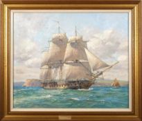 * Geoff Hunt [1948-2008]- HMS Unicorn off Berry Head, May 1800: signed, oil on canvas, 49 x 59.