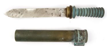 A German brass and steel diver's knife by J A Henckels, Solingen:,