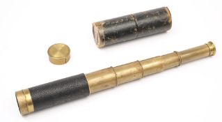 A 19th century leather cased five draw telescope:, unsigned,