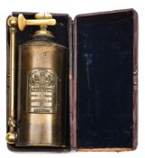 A 19th century lacquered brass and ivory 'Horne's Royal Patent Pneumatic Safety Enema' by Savigny &
