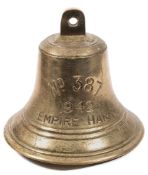 The ship's bell from the United Towing Company deep sea tug' Empire Harry':,