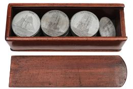 'The Ships at the Battle of Trafalgar' - a set of seventy two pewter plaques with individual ship