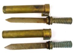 Two German brass and steel diver's knives by J A Henckels, Solingen:,