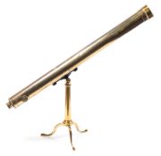 A late 19th century 3 inch brass refracting library telescope:, unsigned,