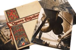 Three Cunard publicity photographs of the construction of RMS Queen Elizabeth by Stewart Bale,