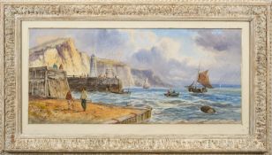 L Lewis [19/20th Century]- Busy fisherfolk on the coast:- a pair,