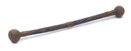 A late 19th century baleen and lead weighted cosh or Bosun's starter: of typical entwined