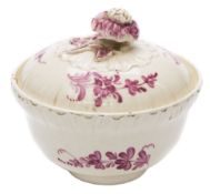 A Wedgwood creamware sucrier and cover: of ogee form with bud knop,