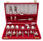 A collection of Georg Jensen Acorn pattern flatwares: includes six teaspoons, six coffee spoons,