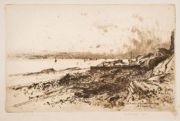 Sir David Young Cameron [1865-1945]- Sound of Kilbrannan and entrance to Loch Fyne:- etching,
