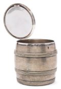 A large Victorian plated biscuit barrel: with engine turned decoration and beaded strapwork, 17cm.