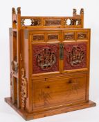 A Chinese pine and brass mounted wedding chest:,