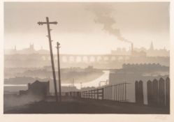 * Trevor Grimshaw [1947-2001]- The Viaduct:- signed and numbered 53/150 in pencil in the