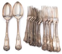 A matched silver Kings pattern part flatware service,