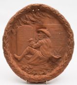 A 'Home Rule for Ireland' West Country pottery plaque: decorated in high relief with William Ewart