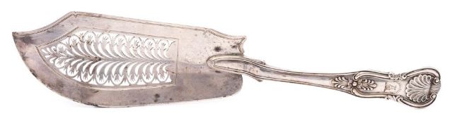 A George III silver Kings pattern fish slice, maker Paul Storr London 1820:, crested,